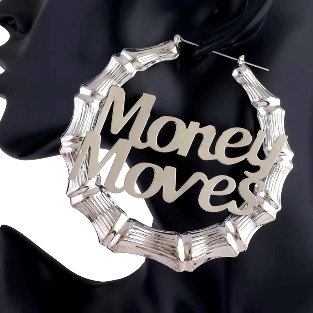 MONEY MOVES HOOP WOMENS HIP HOP EARRINGS JEWELRY